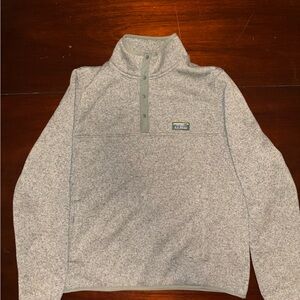 L.L. Bean Men's Fleece Pullover — Light Olive Green Button Up Sweater (M)